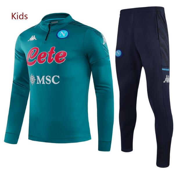 Kids Napoli Green Training Suits Sweatshirt with Pants 2020/21